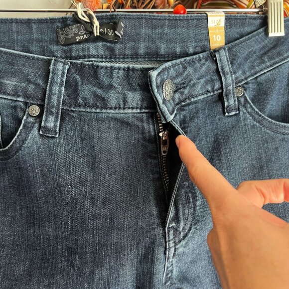 prAna Womens KARA Low Rise Narrow Leg Fitted Jeans Sz 10 in INDIGO - Picture 3 of 10